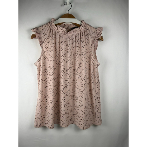 Adrianna Papell Tops - Women's Adrianna Papell Blouse Pink/Black Heart Print Size XL